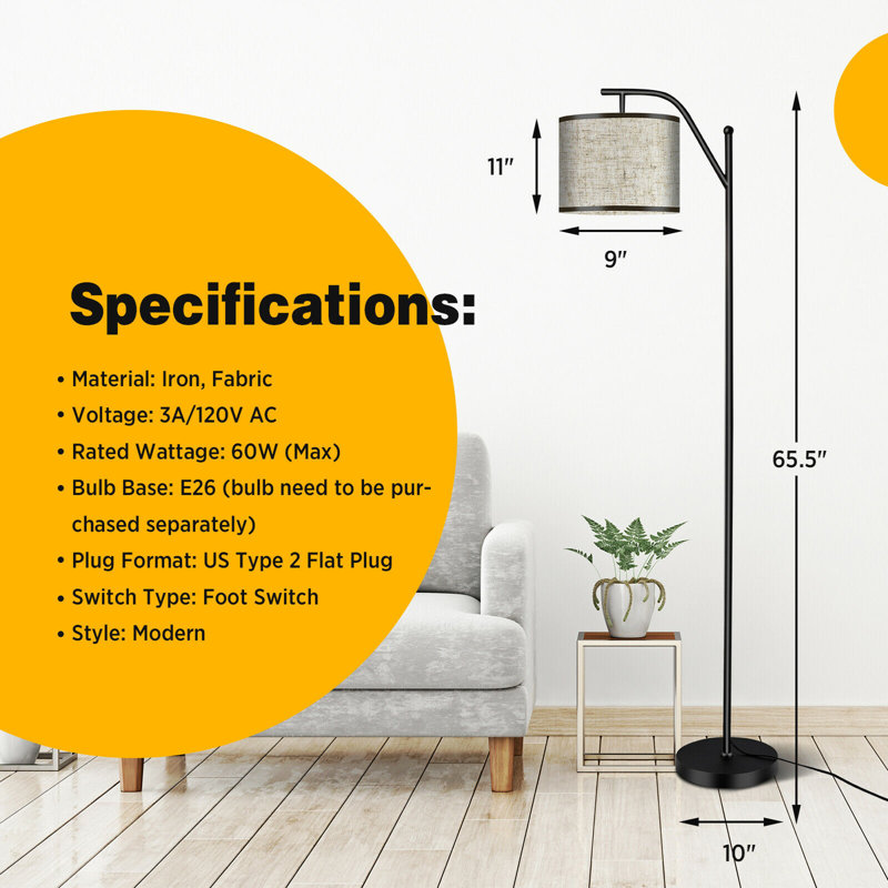Lampe sur pied avec bras articulé 65,5 po Lacluta