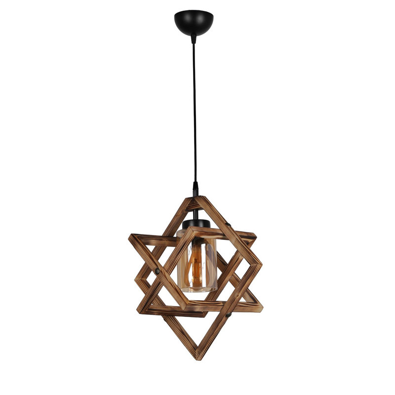 Lustre géométrique en bois Mayhue, Bronze / Noir mat