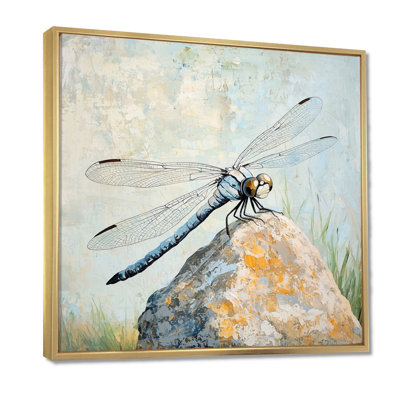 Dragonfly On A Rock - Dragonfly Wall Art Living Room