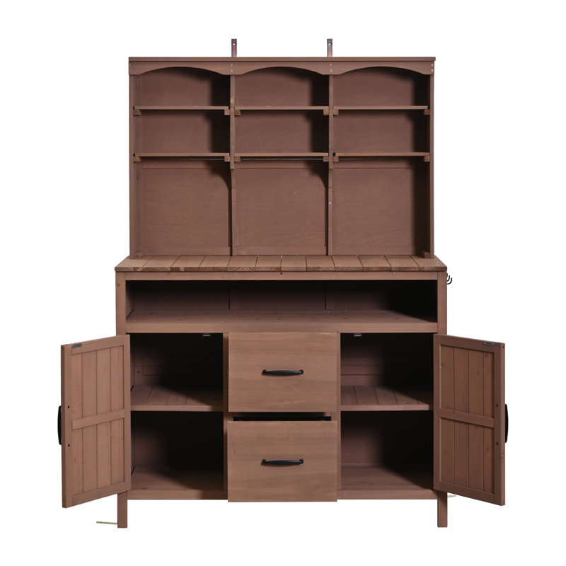 Îlot de cuisine pour l'extérieur avec huche 45,3 po L, Brown