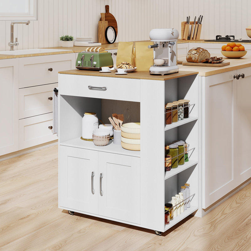 Wood Kitchen Cart, White