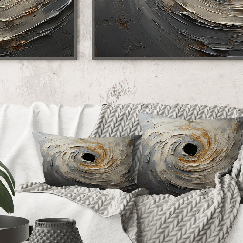 Coussin décoratif gris et doré Mystical Spirals - Abstract Spirals