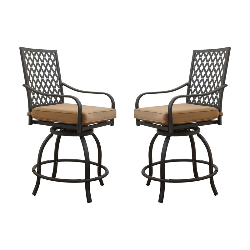 Tabourets de bar pivotants d'extérieur avec coussins de siège confortables