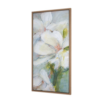 Toile encadrée texturée embellie à la main Aragnol Magnolia par Mercana Studio