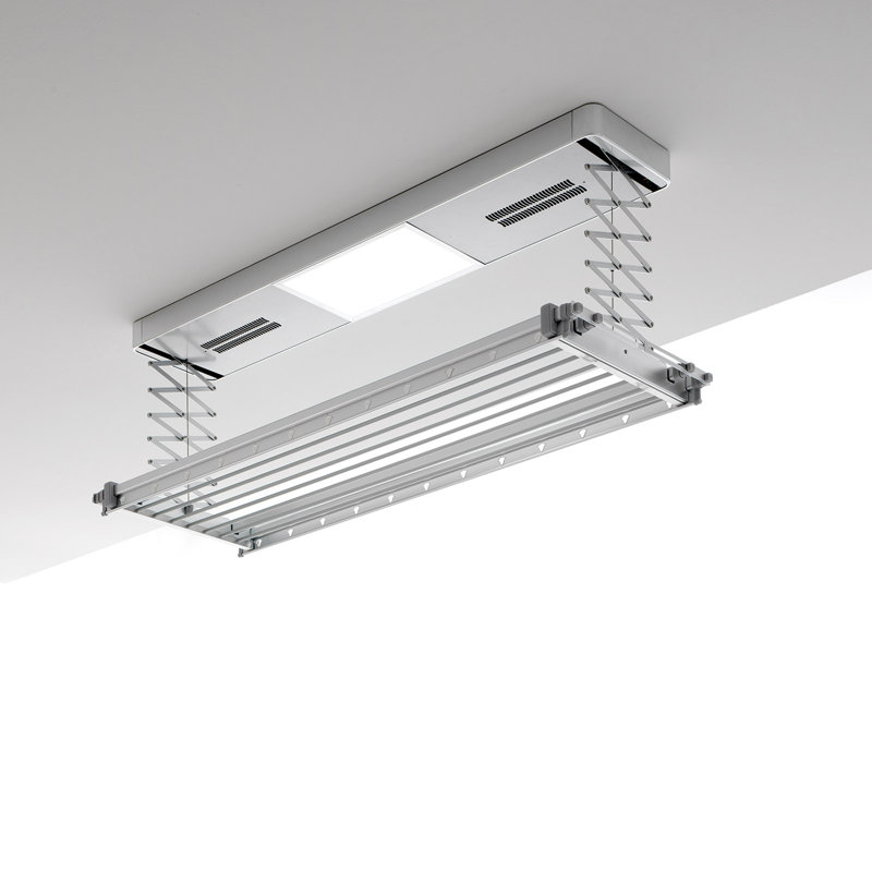 Foxydry Pro, Ceiling-Mounted Heated Clothes Drying Rack, Vertical Extendable Airer 160X52x30 cm, 180cm H x 122cm W x 53cm D