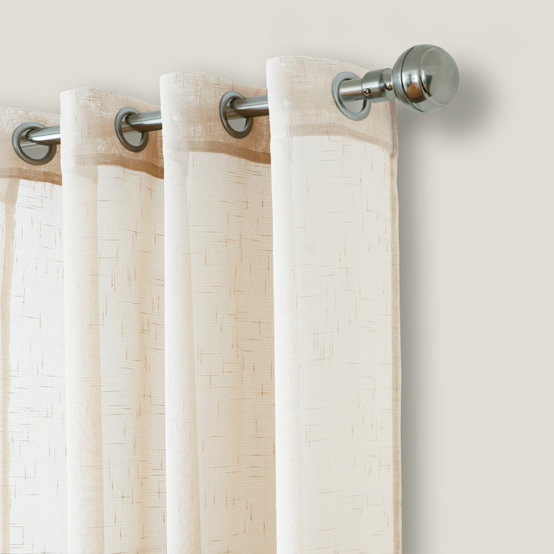 Panneau de rideau simple diaphane avec œillets pour l'intérieur et l'extérieur Prins, L 114 po x L 108 po, Ivoire