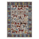 Rug & Kilim’S Modern Burano Rug With Colorful Horse And Rider Pictorials