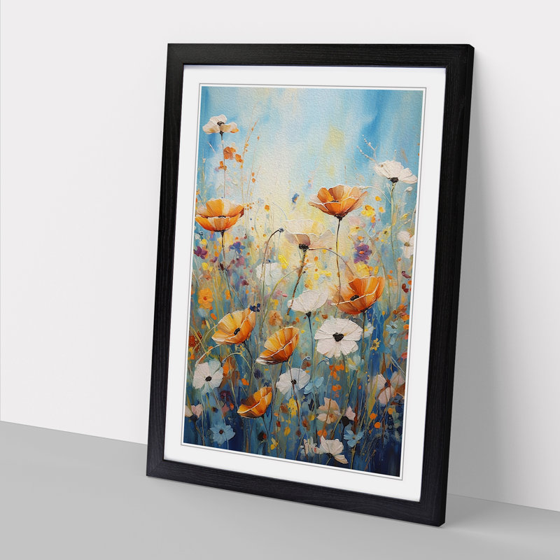 Wildflowers Expressionism Art - Framed Print, 46cm H x 34cm W, Black Framed