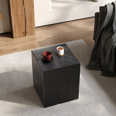 Wood-Look Square-Column MGO End Table, H18"