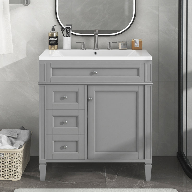 Ensemble de meuble-lavabo simple 30,01 po avec plateau en bois manufacturé Sontich