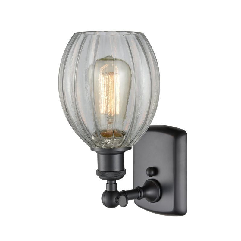 Bolduc Armed Sconce, LED, Brushed Satin Nickel, Clear