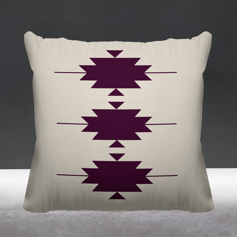 Coussin décoratif intérieur / extérieur Paco Southwestern, L 17 po x H 17 po, Mauve