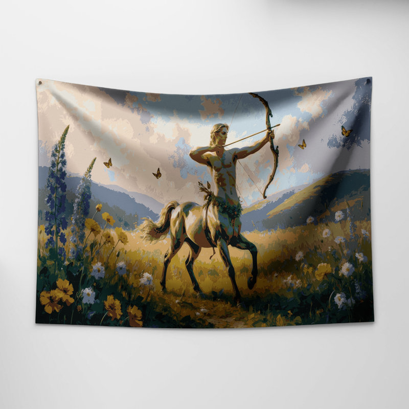 Tapisserie murale «Sci Fi Centaur archer in meadow», 68 po x 80 po
