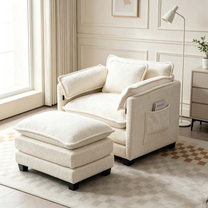 Fauteuil surdimensionné, Beige Boucle