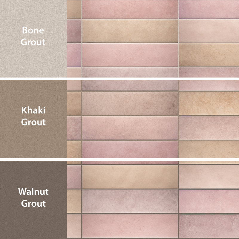 Heritage 2" x 10" Porcelain Stone Look Wall & Floor Tile, Pink
