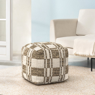 Marta 20" Brown Upholstered Pouf Ottoman
