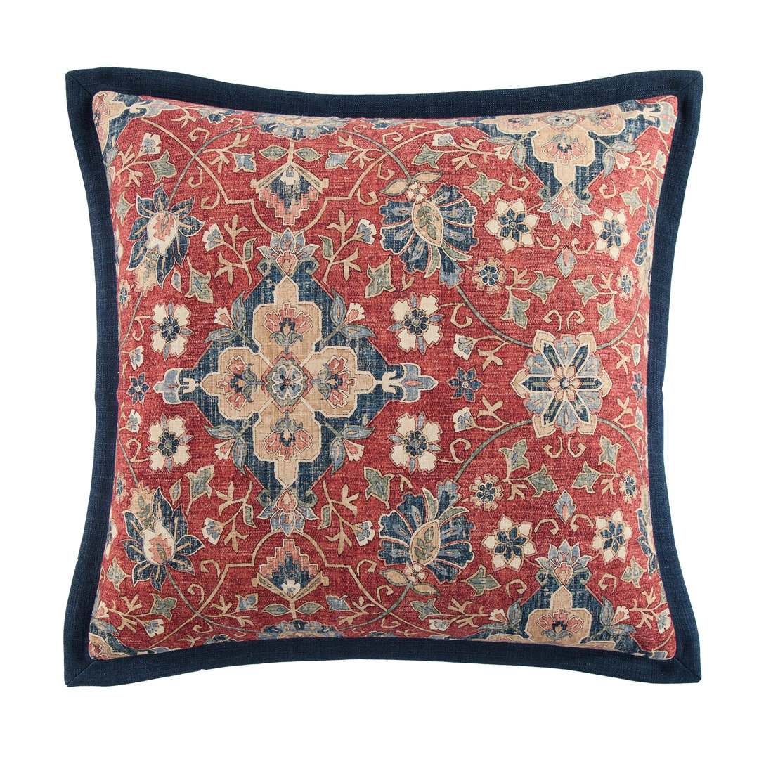 Melinda Red/Navy Floral Medallion Western Classic 27x27 inch Euro Sham HiEnd Accents