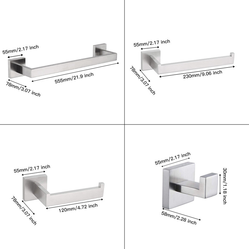 4 - Piece Bathroom Hardware Set, Brushed Nickel