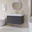  Meuble-lavabo mural simple gris avec plateau en résine intégré blanc-703657750