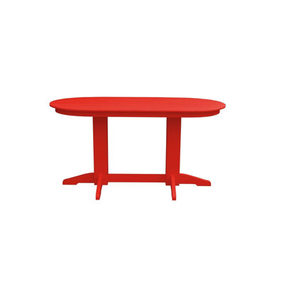 Poly Composite Oval Dining Table, 6-Foot, Bright Red