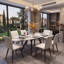 Table de salle à manger en pierre frittée rétractable extensible 55 po à 79 po avec 8 bases résistantes aux égratignures et à la chaleur blanc Chanel