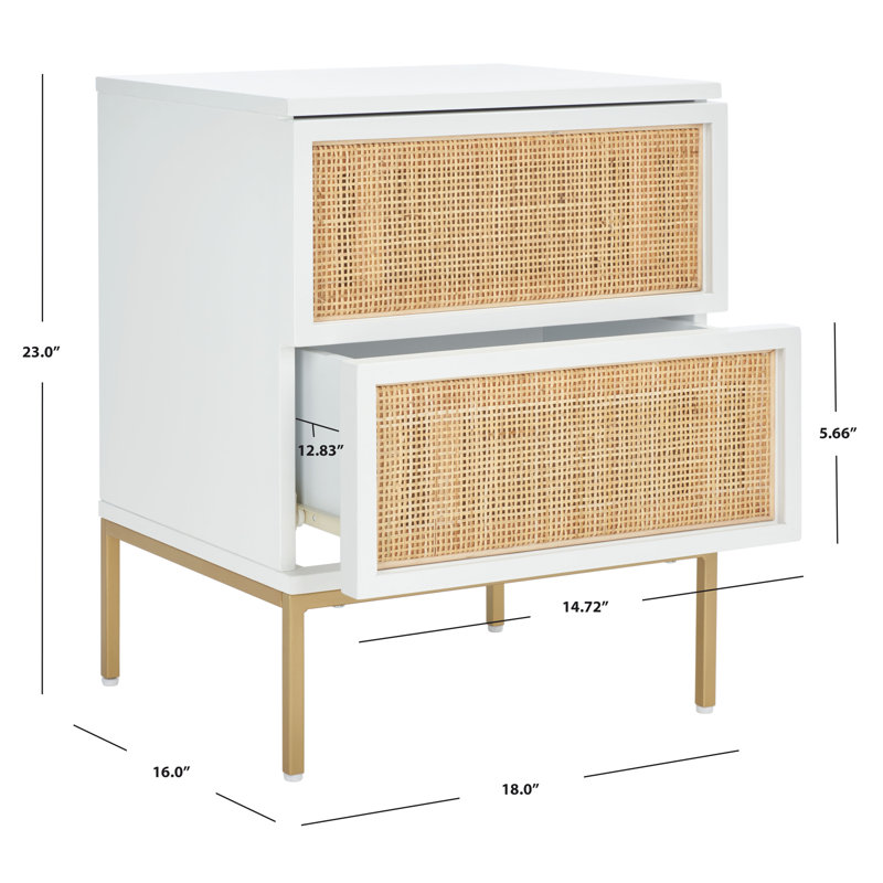 Prudhoe 18'' W Nightstand, Gold/White