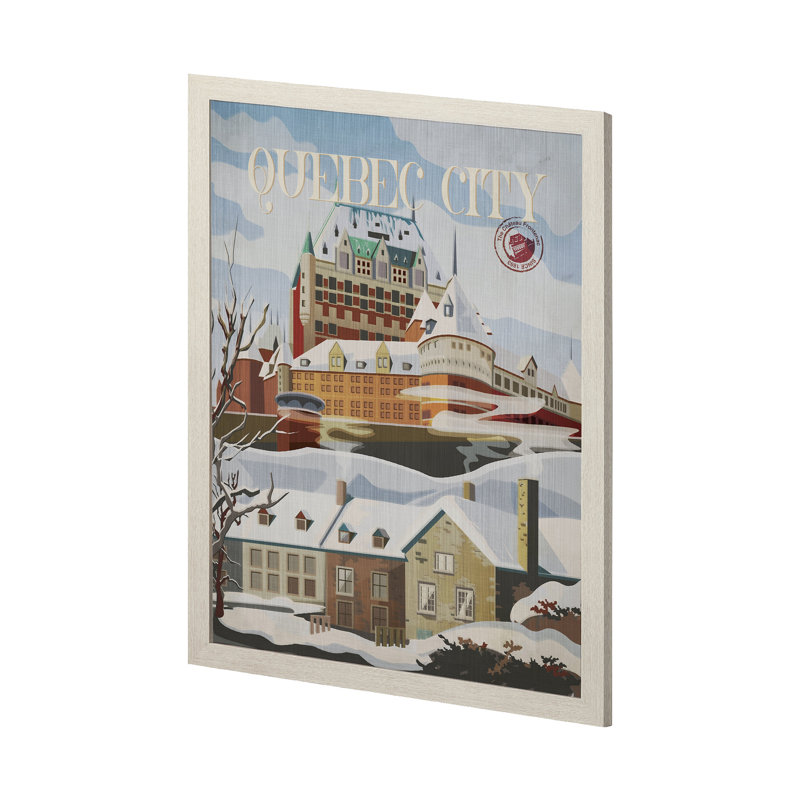 «Quebec City Go» par Simone, reproduction d'art encadrée sous verre, H 43 po x l 33 po x P 1,5 po, Cadre photo brun simple