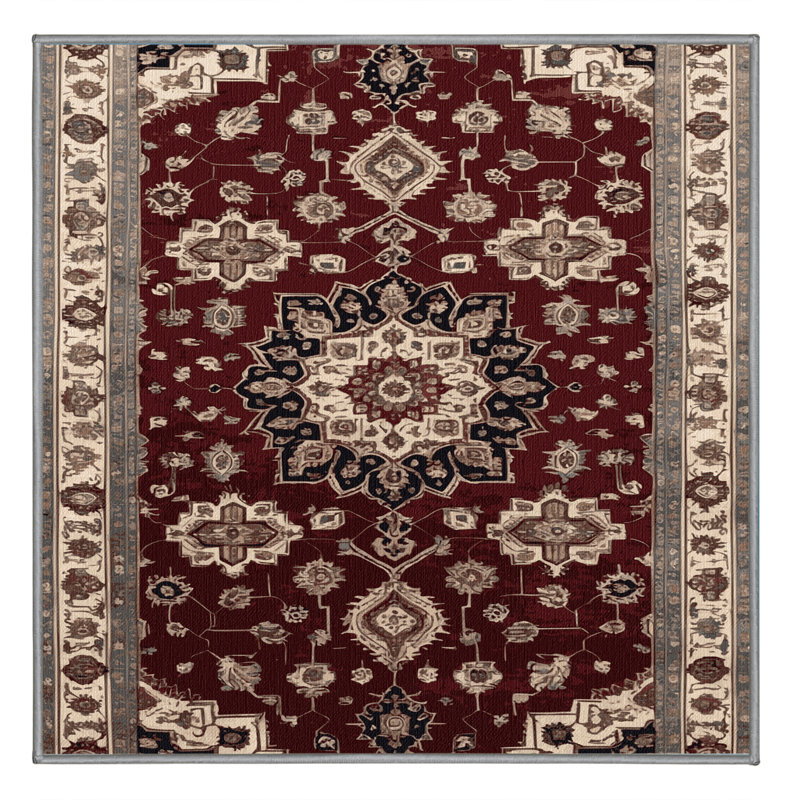 Tapis persan gris lavable à la machine, Carré 6 pi