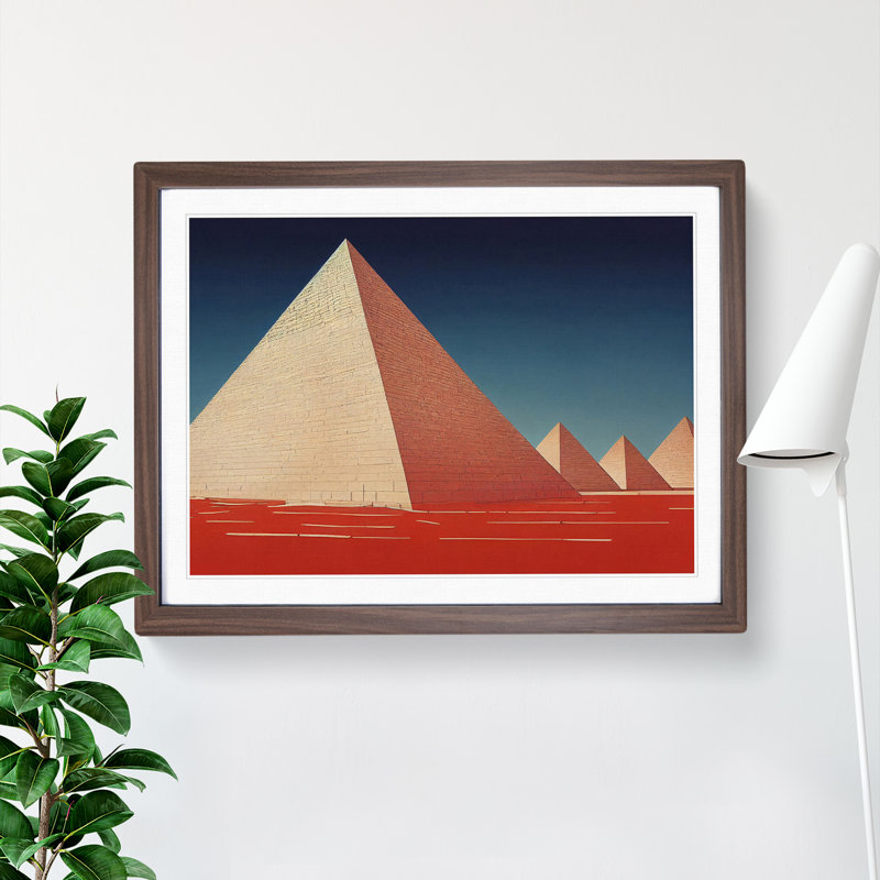 Awesome Pyramids - Framed Print, 46cm H x 64cm W x 2cm D, Walnut