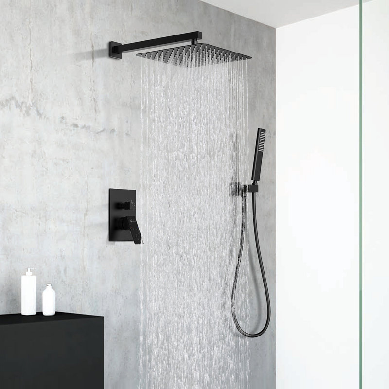 Male NPT Shower System, Shower Faucet Set For Bathroom Shower Fixtures With 12 Inch Rain Shower Head And Handheld (Pressure Balance Shower Trim Valve Kit Included)