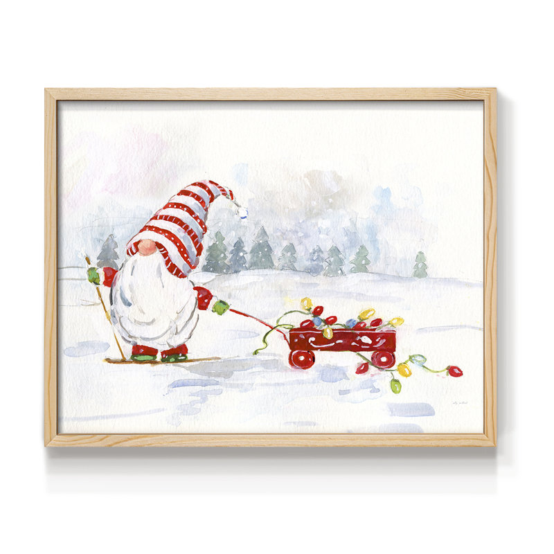 Gnome d'hiver II - reproduction encadrée - réaménageable, H 8 po x l 10 po, Naturel