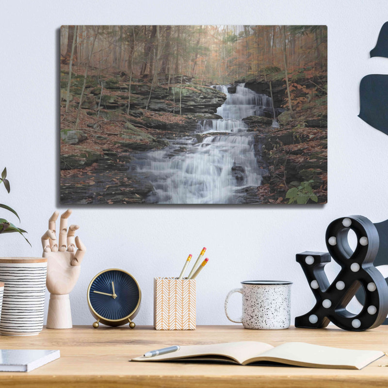  «Waterfall Steps at Pigeon Run» par Lori Deiter, art mural en métal, 16 po x 12 po