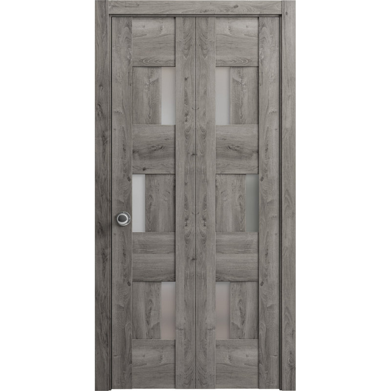 Portes pliantes en bois givré Sete, 48 po x 80 po, Gris Nebraska