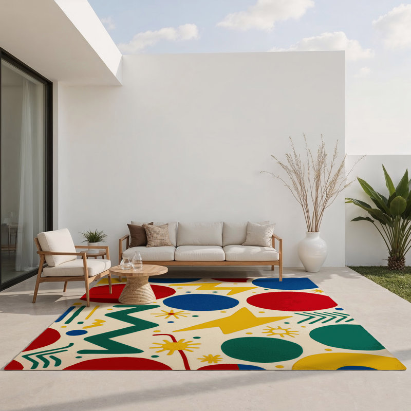 Retro Riff Indoor And Outdoor Area Rug, Rectangle 9' x 12'