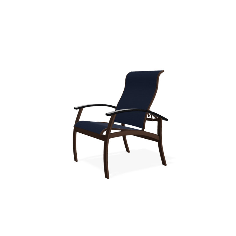 Chaise de patio Askar, Bleu marine 13D Sunbrella®, Noir, Kona texturé