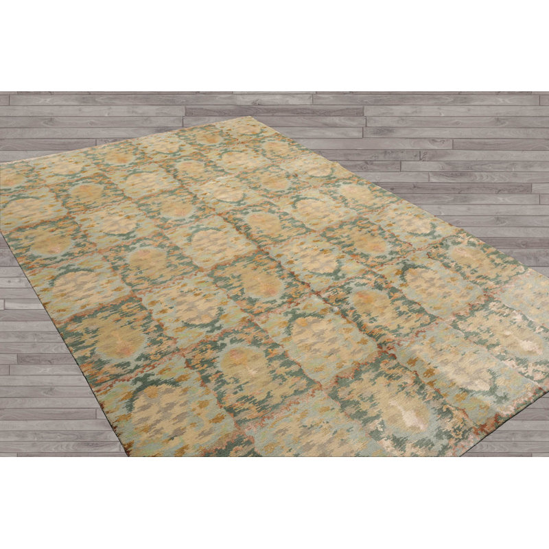 Tapis unique de 6 pi x 9 pi en jaune
