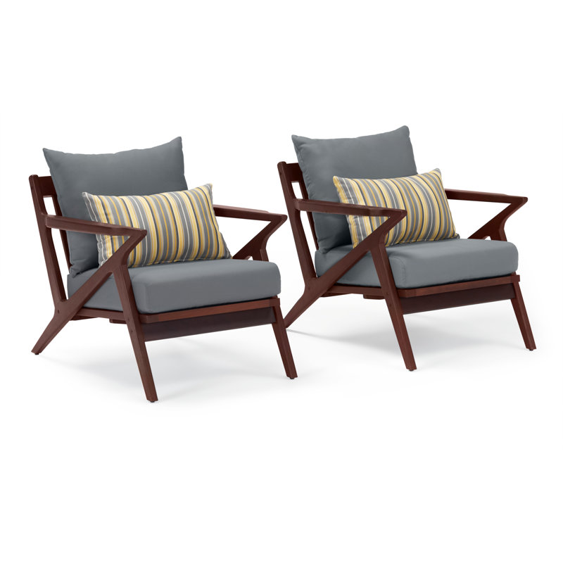 Minhaj Eucalyptus Outdoor Lounge Chair, Charcoal Grey Sunbrella®