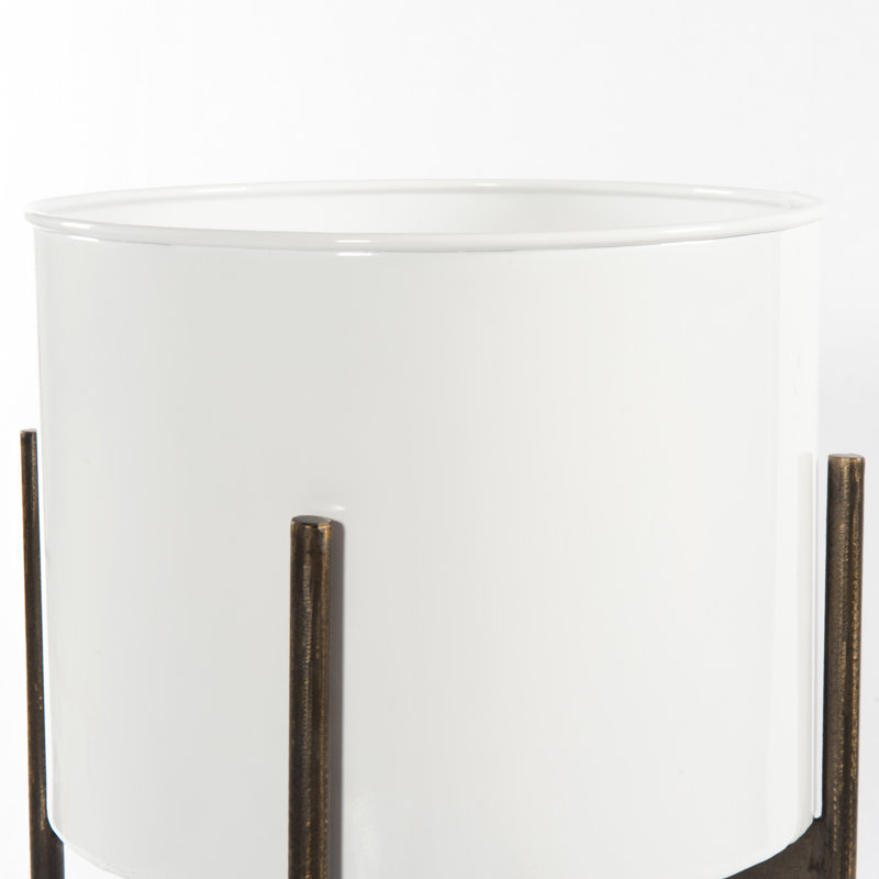 Jed Metal Planter, 26" H x 15" W x 15" D, White High Gloss