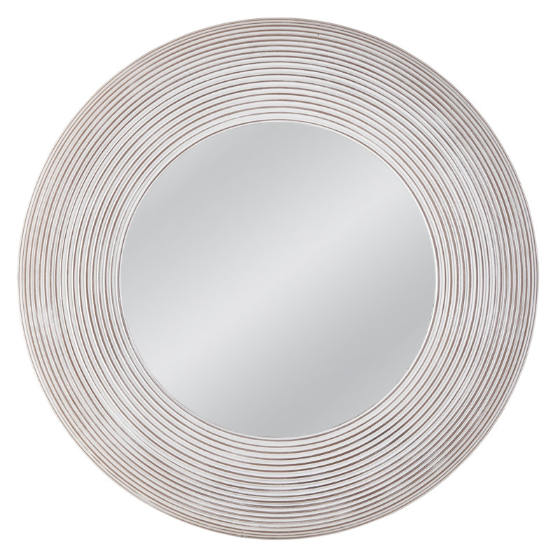 Spin Wood Round Wall Mirror