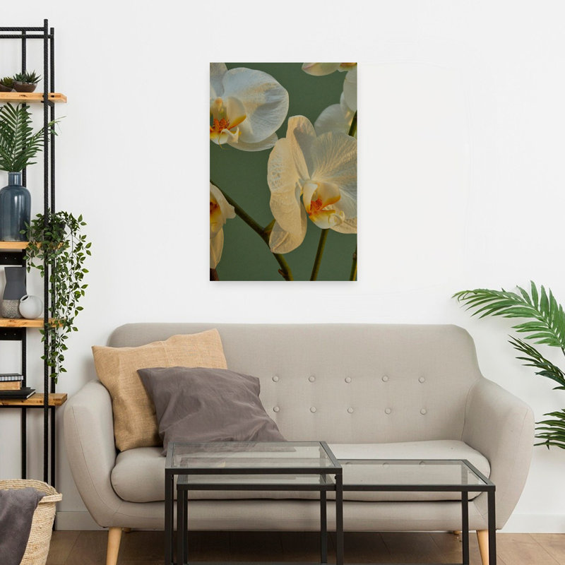 Art contemporain contemporain serein abstrait orchidée papillon, H 24 po x l 16 po