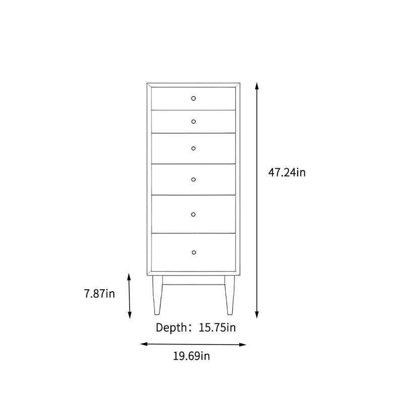 Armoire de rangement à tiroirs, H 47,24 po x l 19,69 po x P 15,75 po