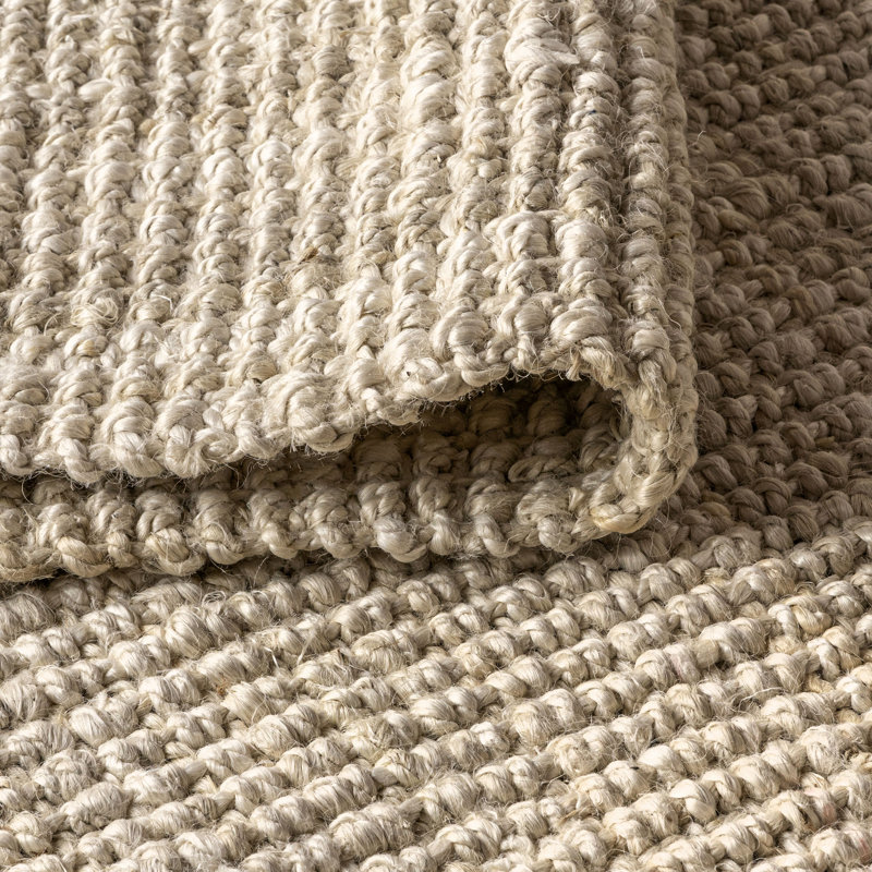 Ehmann Hand Woven Chunky Jute Ivory Rug, Square 5'