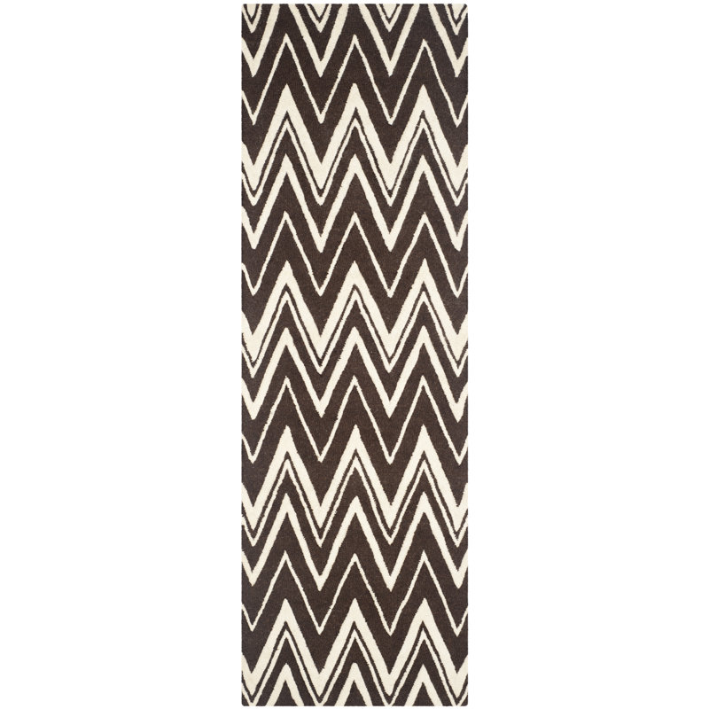Stephen Chevron Wool Hand Woven Area Rug, Runner 76 x 244 cm