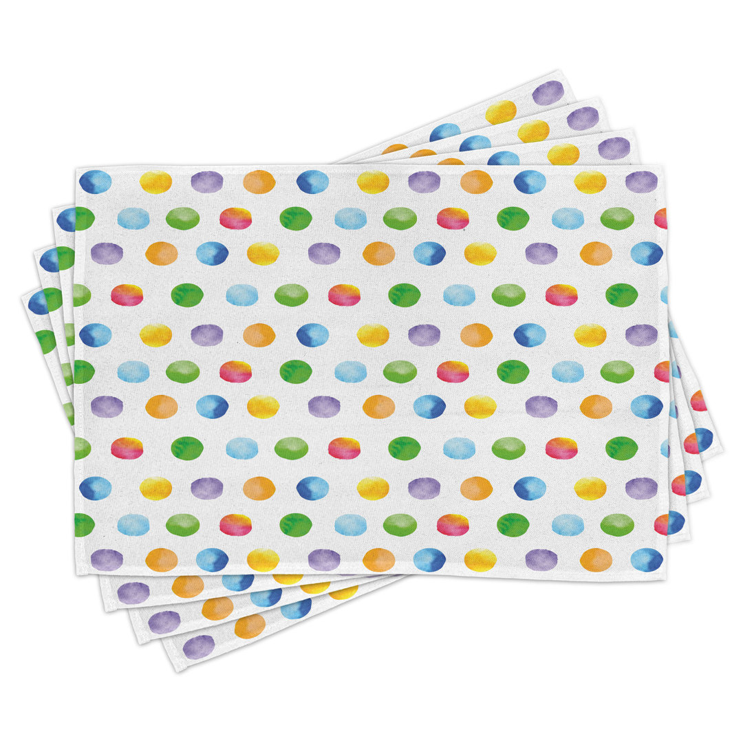 Platzdeckchen 4er-Set, Abstrakte Tupfen, Multicolor