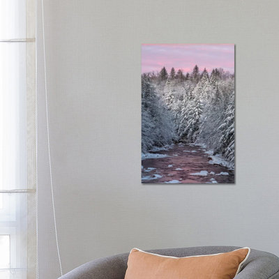 USA, West Virginia, Blackwater Falls State Park Forest And Stream In Winter by Jaynes Gallery - Wrapped Canvas Painting