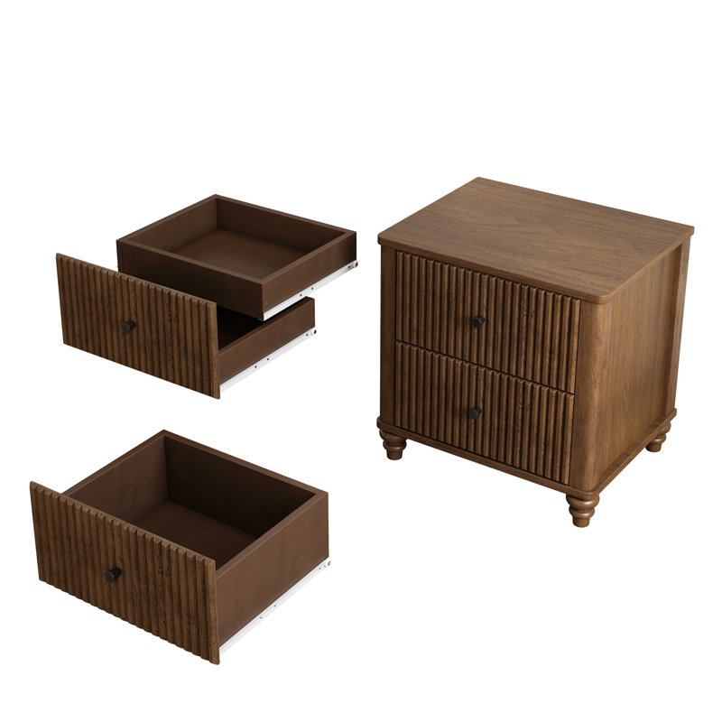 3-Piece Bedroom set with a Queen Size Bed and 2 Nightstands,Walnut Brown, Walnut Brown