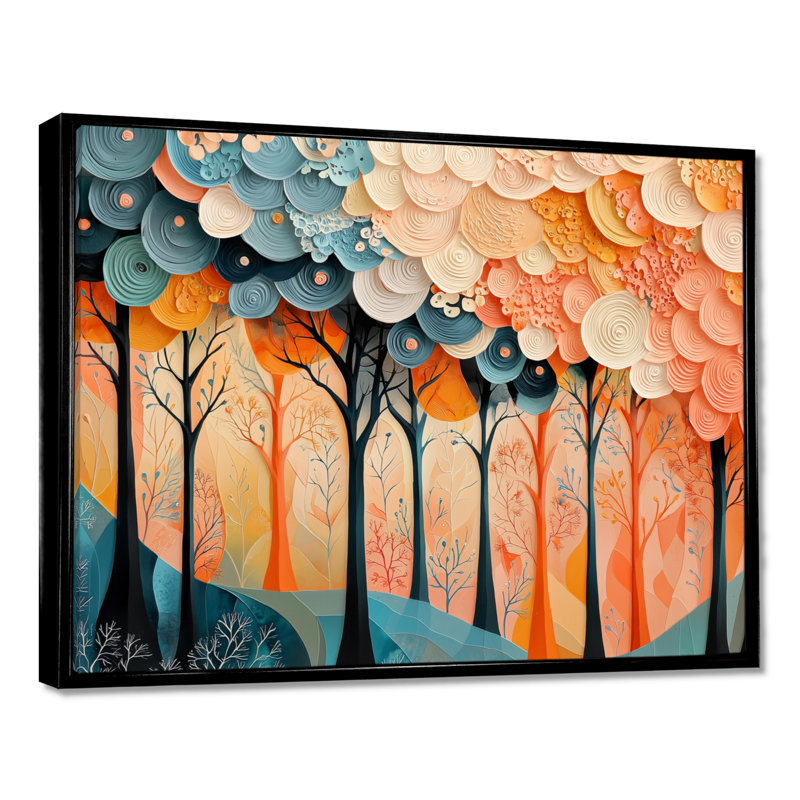 «Forest Trees Dream Fragments Forest I», art mural forêt, H 12 po x l 20 po, Impression encadrée flottante, Noir