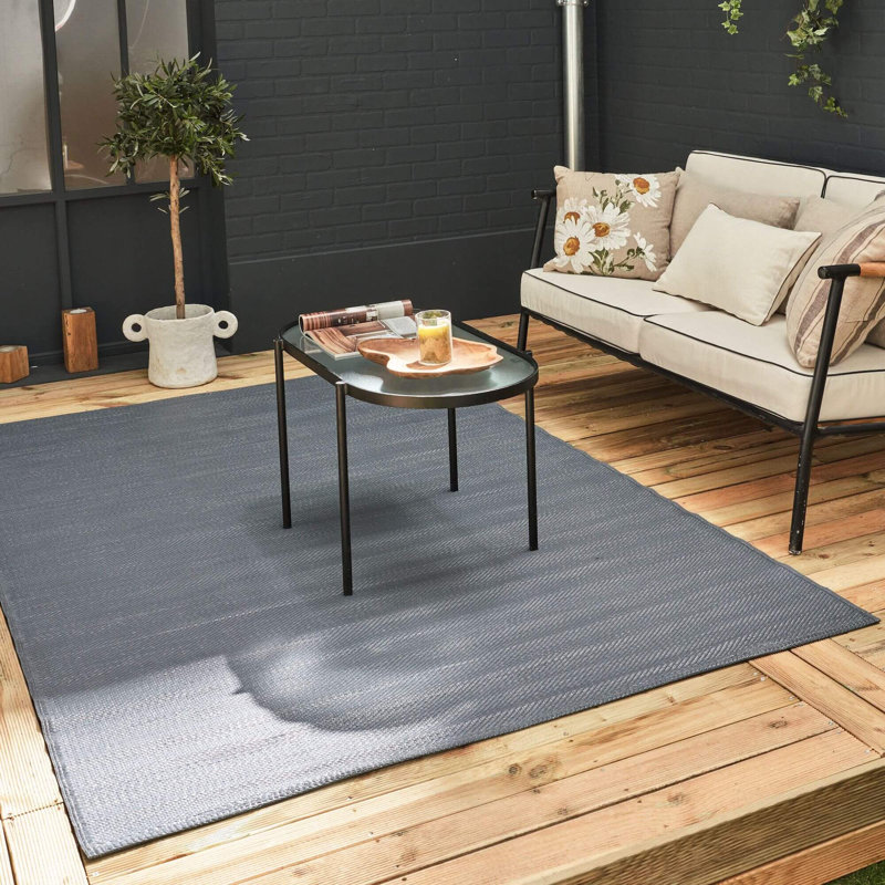 Urban Collection Outdoor Rug Plain Design in Anthracite, Rectangle 150 x 220 cm