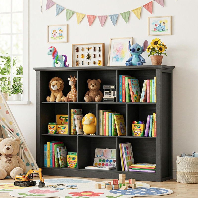 10 Cube Storage Organizer Book Shelf, Black