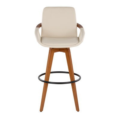 Whitacre Swivel Upholstered Counter Stool with Solid Wood Frame